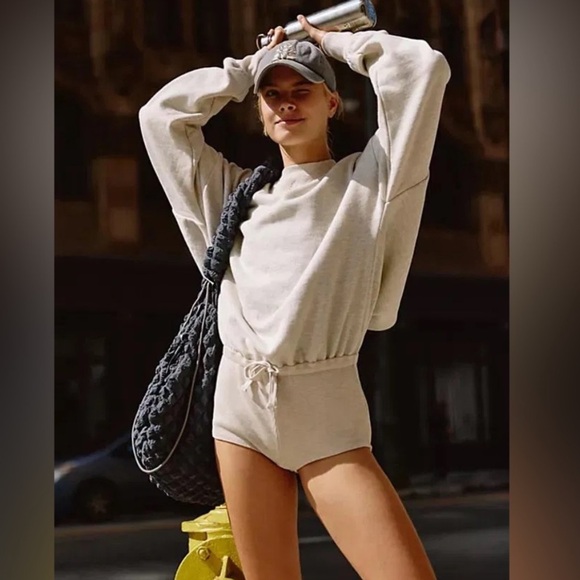 NWOT free people For The Win Playsuit in Heather Oatmeal  Size: S - Picture 4 of 4